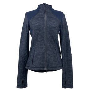 Lululemon Define Jacket Heathered Navy Full Zip Thumbholes Size 8